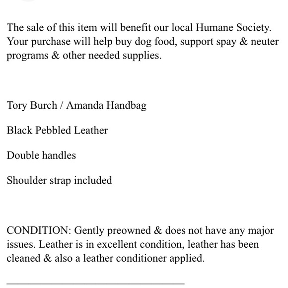 Tory Burch Amanda black pebbled leather double handles w shoulder strap hand bag - Picture 15 of 16